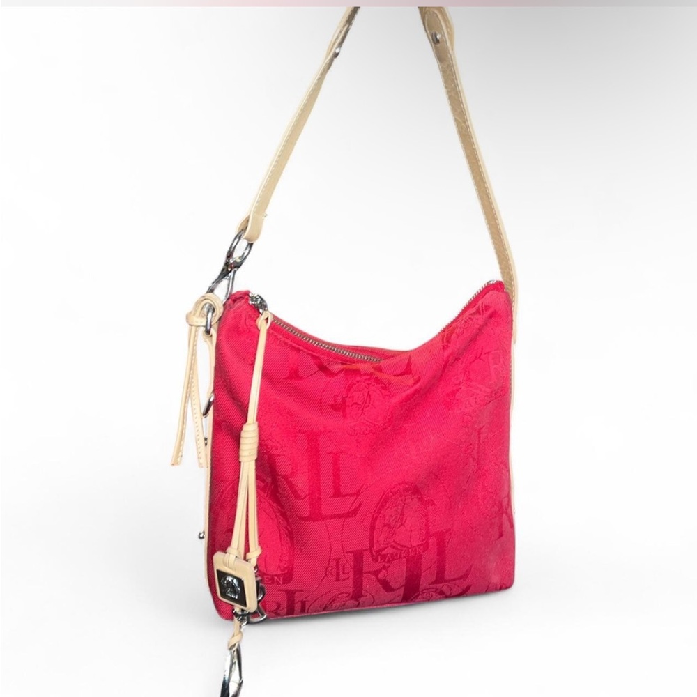 Vintage Ralph Lauren Red and Tan Shoulder Bag